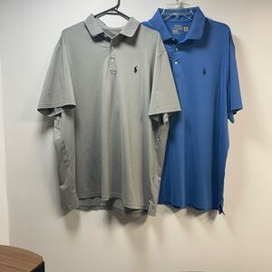 Lot of 2 Ralph Lauren Polo Shirts Grey and Blue XL
